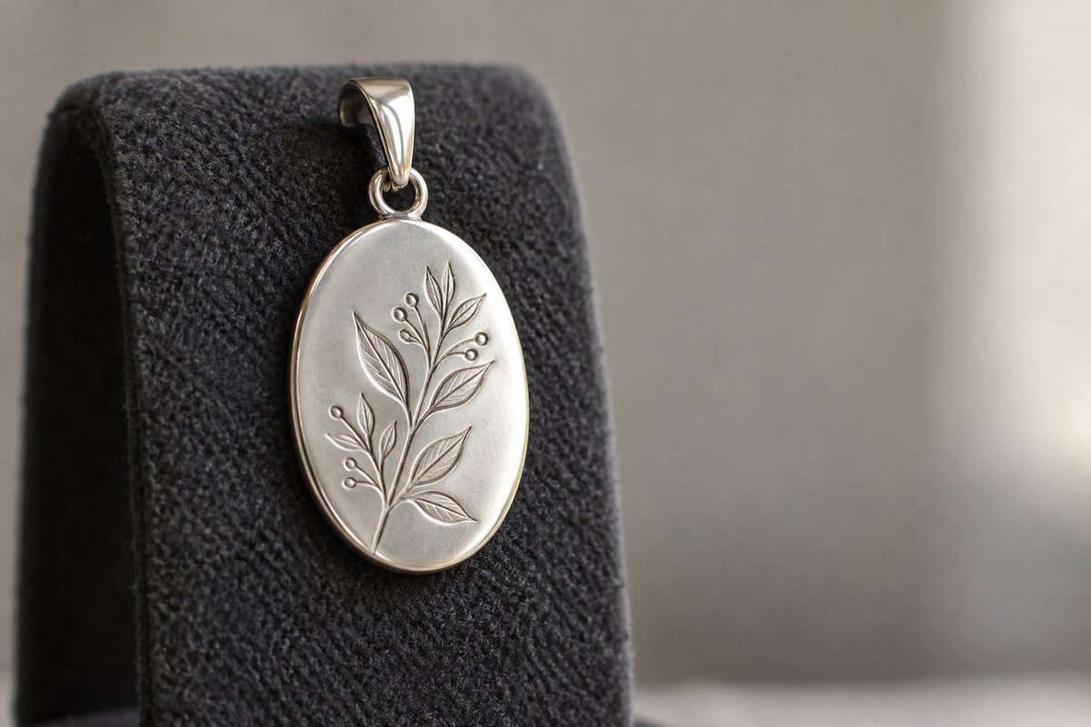 植物模様を刻んだ汎用の金属ペンダントの制作イメージ